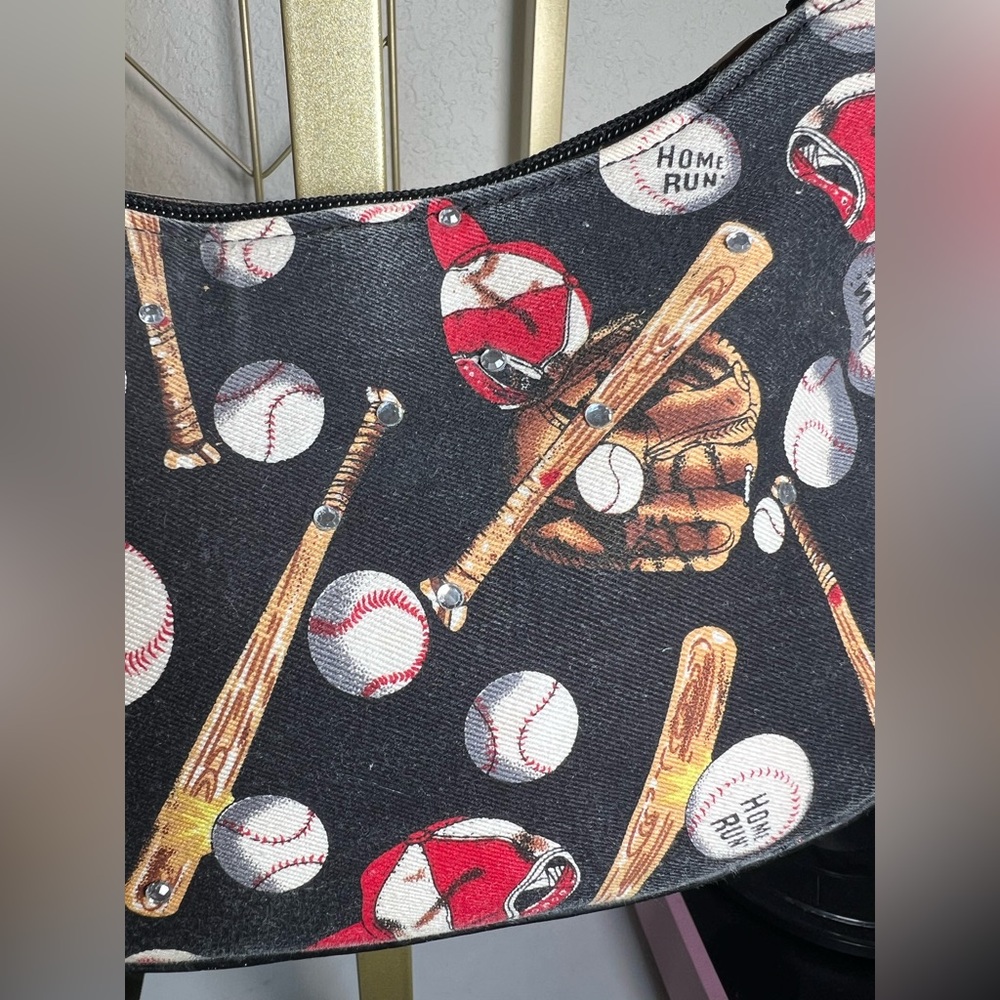 Baseball Fan Bling Print Shoulder Bag - Picture 2 of 4